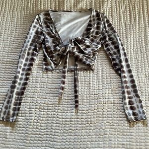 long sleeve front tie top